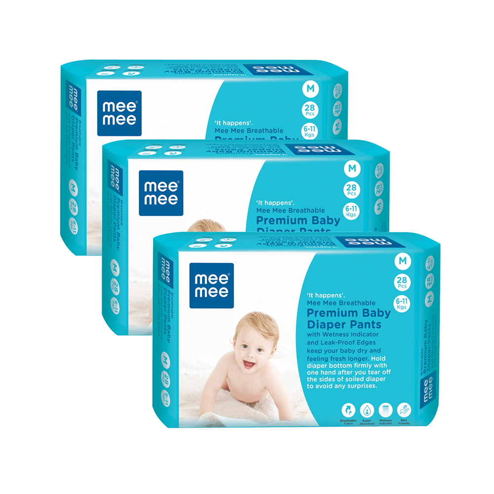 Mee Mee Breathable Premium Baby Diaper Pants with Wetness Indicator (28 Each) Medium