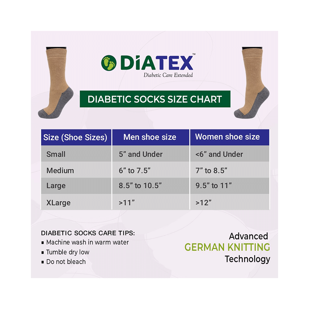 Diatex Bamboo Fiber Diabetic Socks XL Beige with Grey - Image 4