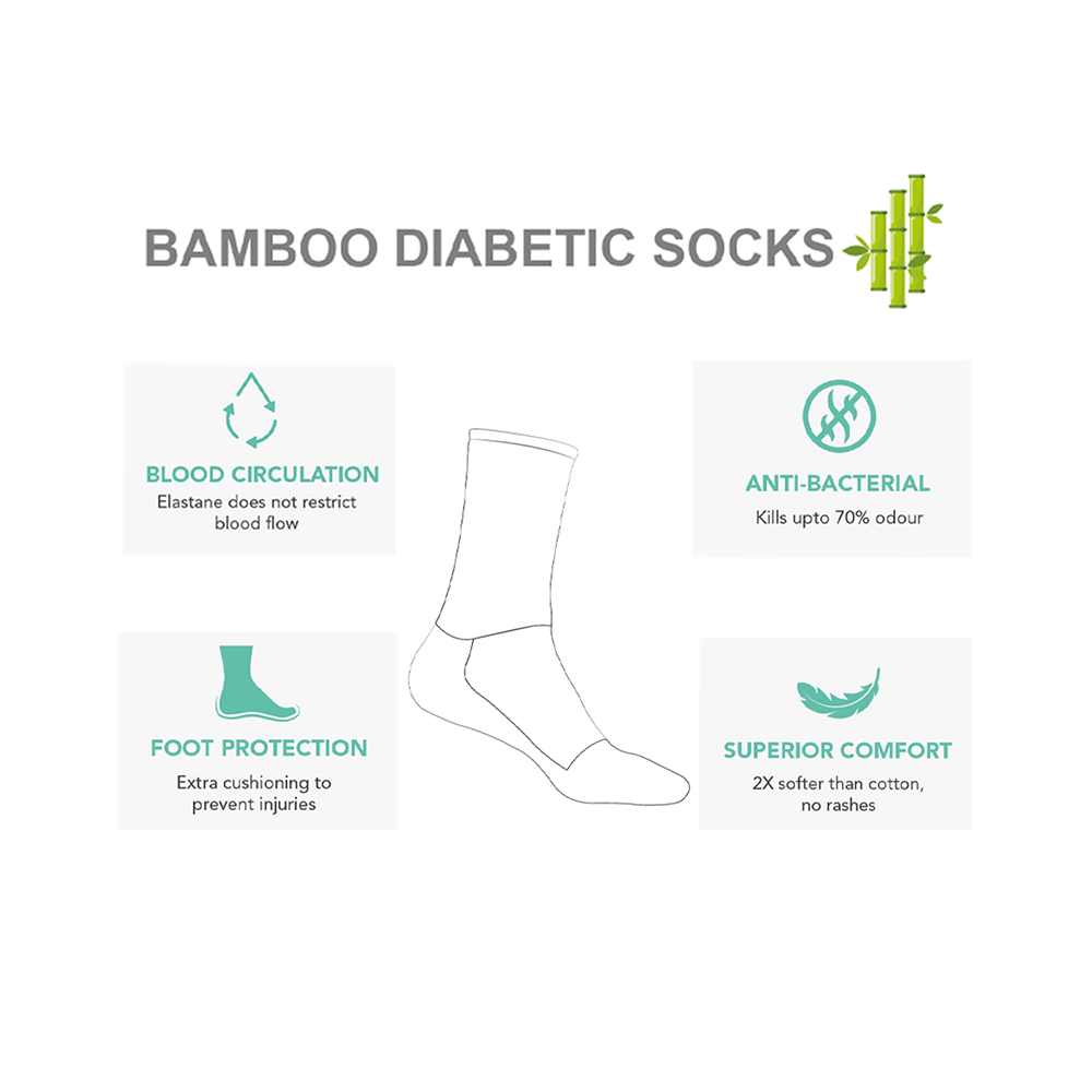Heelium Diabetic Bamboo Socks Grey Free Size - Image 4