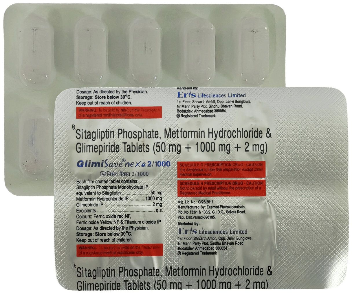 Glimisave Nexa 2mg/1000mg Tablet