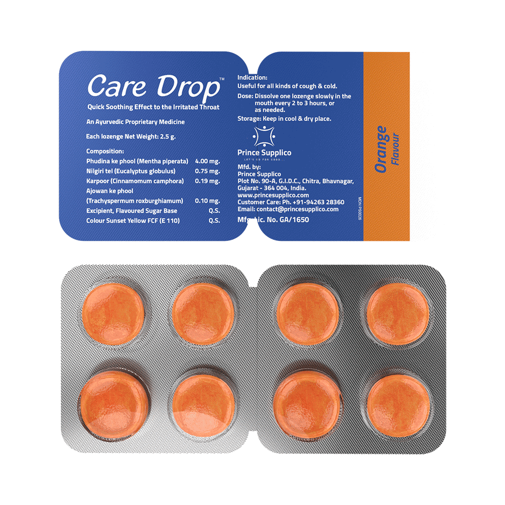 Care Drop Cough Relief Orange Lozenges