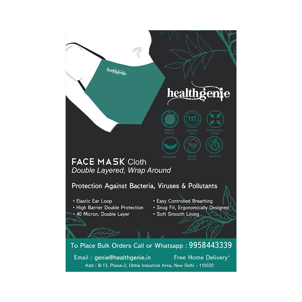 Healthgenie FM 201 Washable & Reusable Double Layered, Triple Pleated Cloth Face Mask Large Blue - Image 6