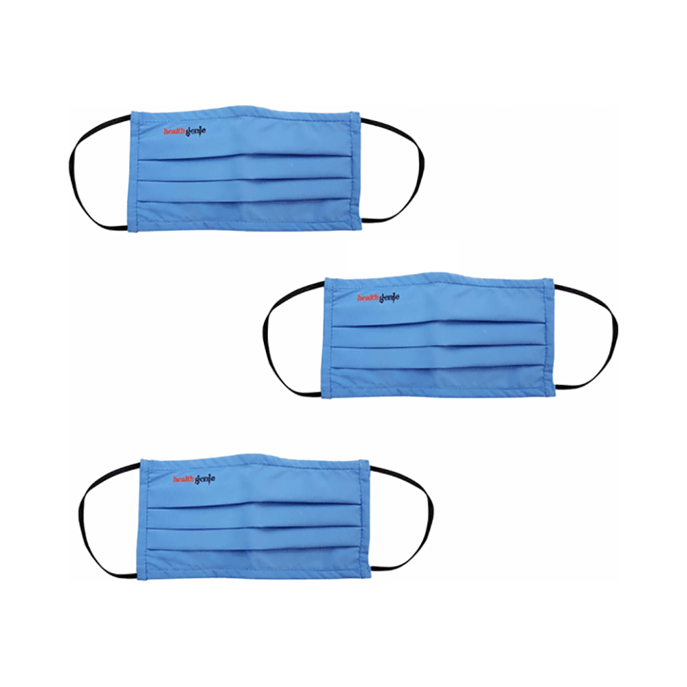 Healthgenie FM 201 Washable & Reusable Double Layered, Triple Pleated Cloth Face Mask Large Blue - Image 2