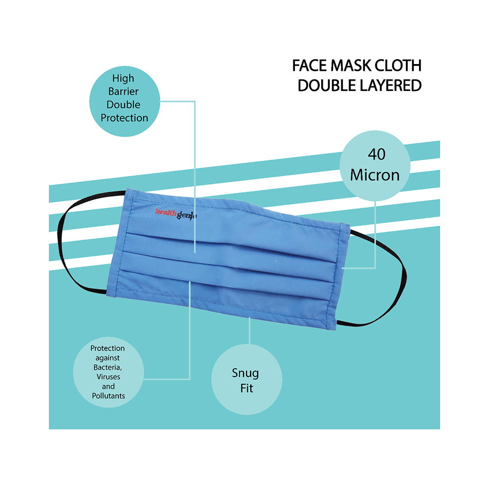 Healthgenie FM 201 Washable & Reusable Double Layered, Triple Pleated Cloth Face Mask Large Blue - Image 3