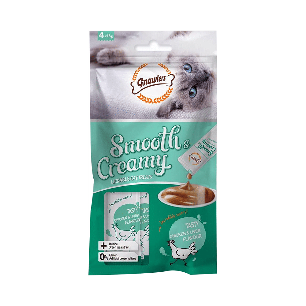 Gnawlers Smooth & Creamy Lickable Cat Treat (4Each) Tasty Chicken & Liver