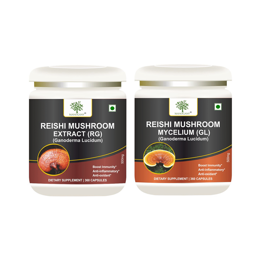 Mahogany Combo Pack of Reishi Mushroom Extract (RG) & Reishi Mushroom Mycelium (GL) Capsule (360 Each)