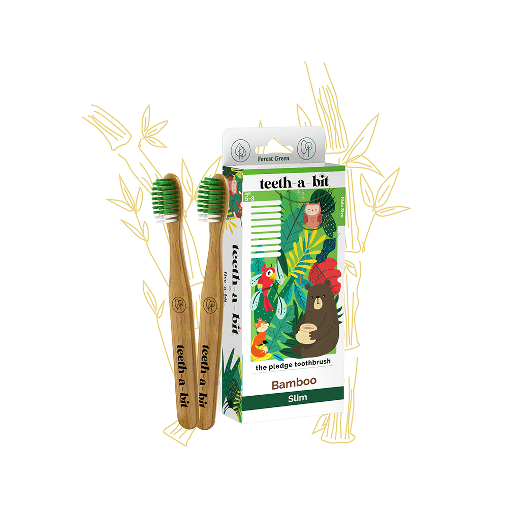 Teeth-A-Bit The Pledge Bamboo Toothbrush (5-8 Yrs) Slim Forest Green