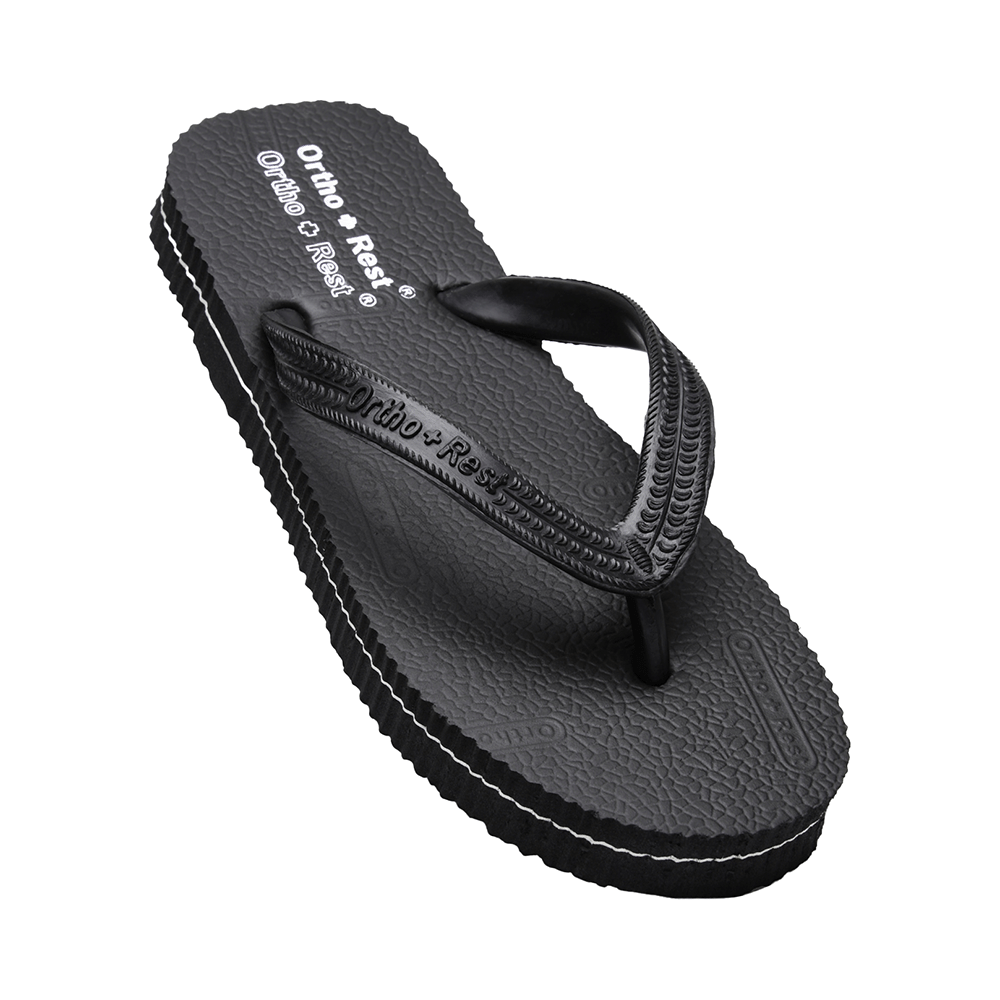 Ortho + Rest Unisex Hawaii Chappal Orthopedic Comfort, Bathroom Rubber Flip-Flops Black 11