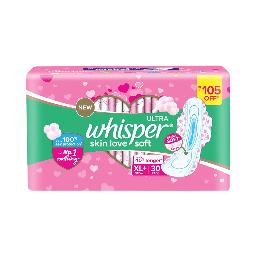 Whisper Ultra Soft Sanitary Pads XL+