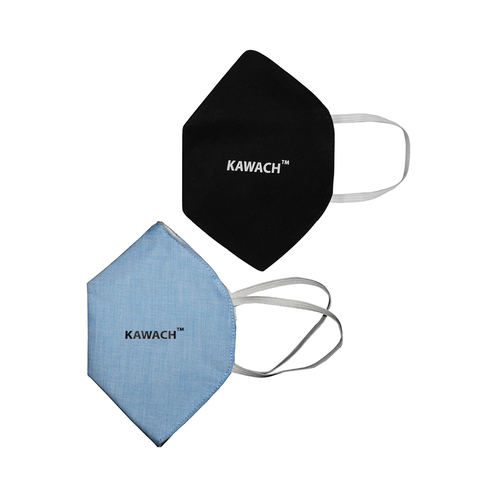 Kawach Anti Pollution Mask 5 Sky Blue & 5 Black