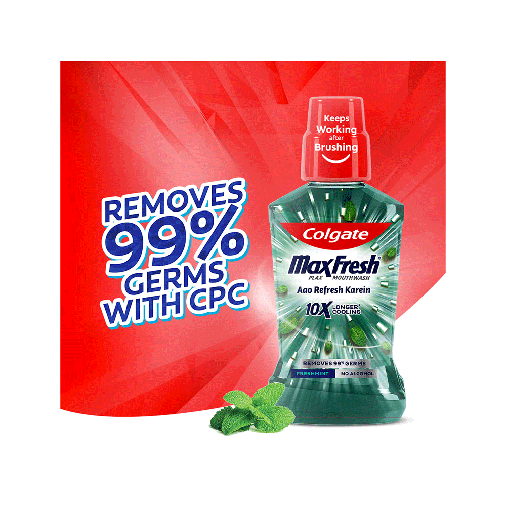 Colgate Fresh Mint MaxFresh Plax Antibacterial Mouth Wash - Image 4