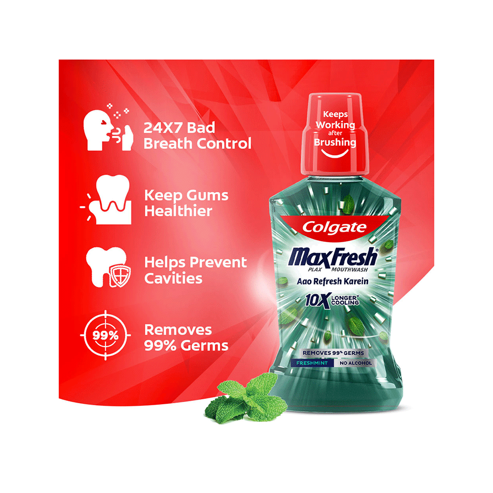 Colgate Fresh Mint MaxFresh Plax Antibacterial Mouth Wash - Image 8