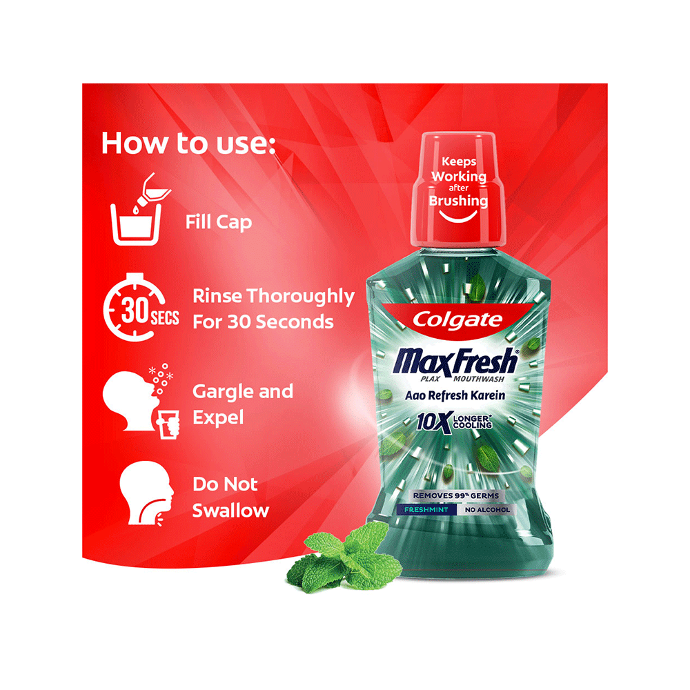 Colgate Fresh Mint MaxFresh Plax Antibacterial Mouth Wash - Image 6