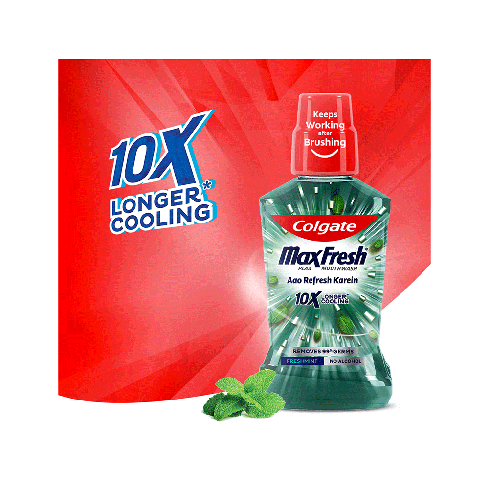 Colgate Fresh Mint MaxFresh Plax Antibacterial Mouth Wash - Image 3