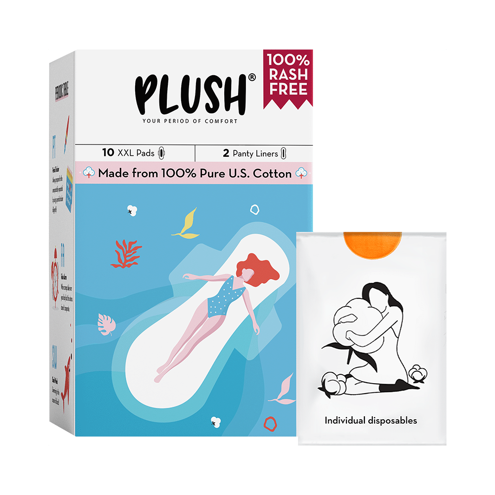 Plush XXL Sanitary Pads with Disposable Pouches & 2 Panty Liners