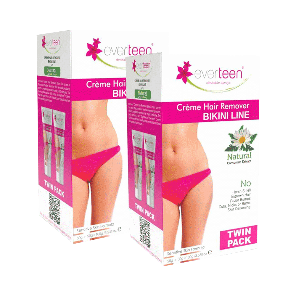 Everteen Bikini Line Hair Remover Cream Twin Pack (2X50gm Each)