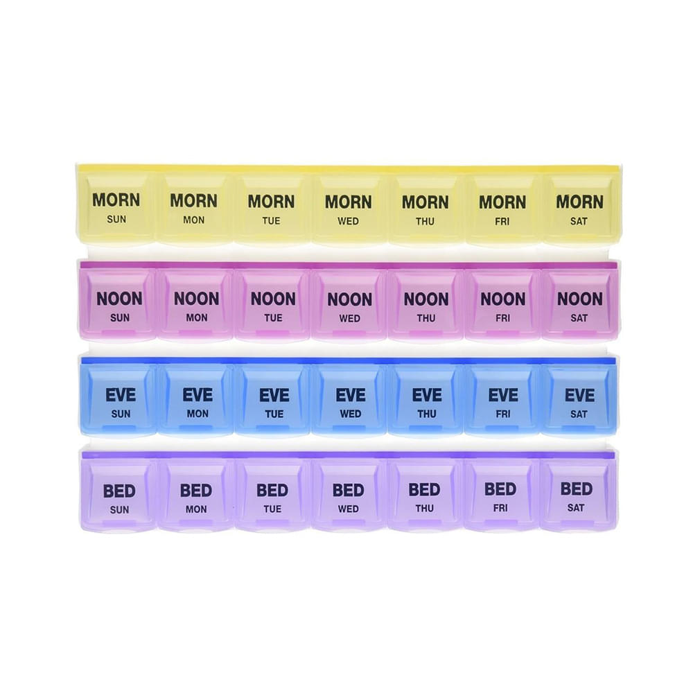 Krivish Premium Quality 28 Days 4 Weeks 28 Compartments Morning Noon Evening Bed Pill Box