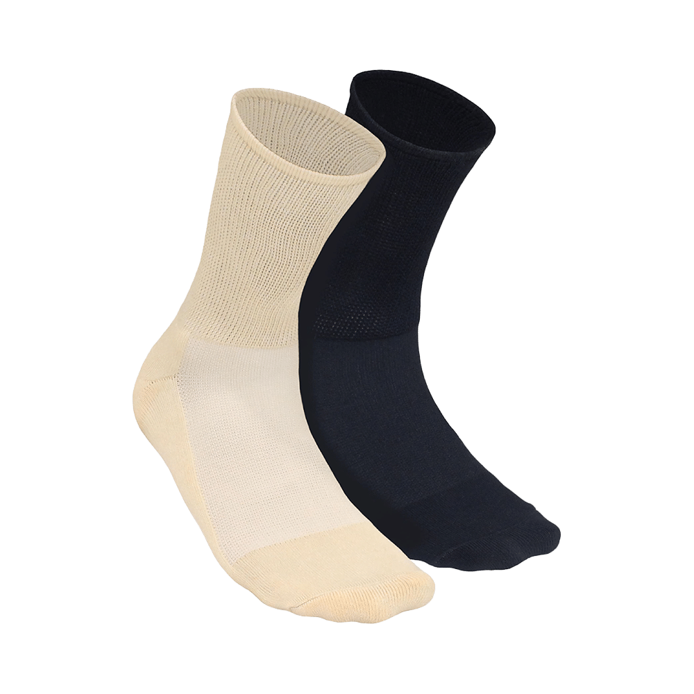 Heelium Diabetic Bamboo Socks Beige, Black Free Size