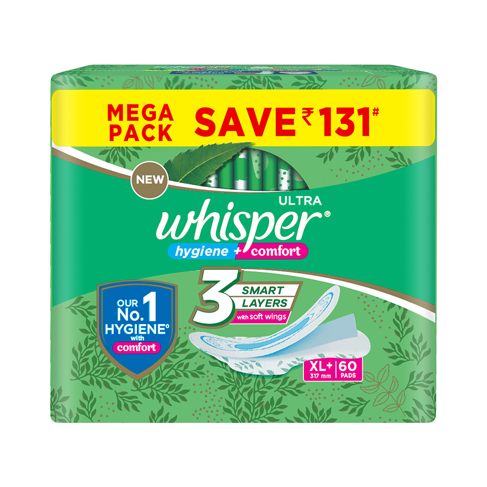 Whisper Ultra Clean Hygiene Comfort Sanitary Pads | Size XL+