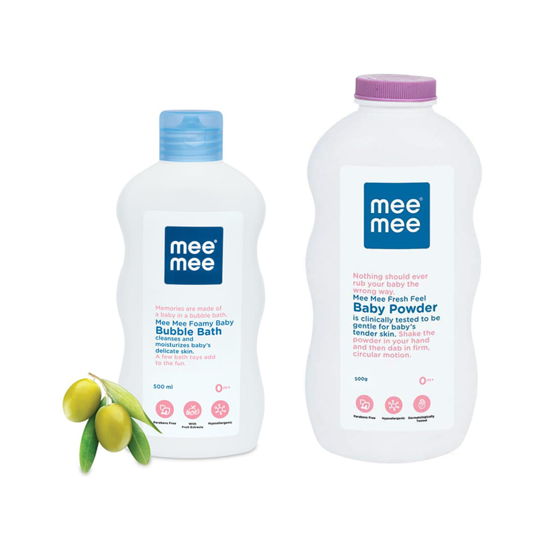 Mee Mee Combo Pack of Baby Bubble Bath 500ml and Baby Powder 500gm with Fruit Extracts