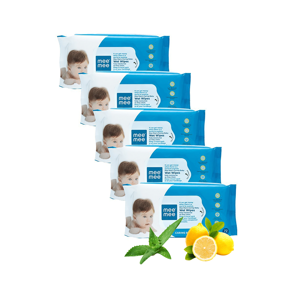 Mee Mee Caring Baby Wet Wipes with Lemon Fragrance (72 Each)