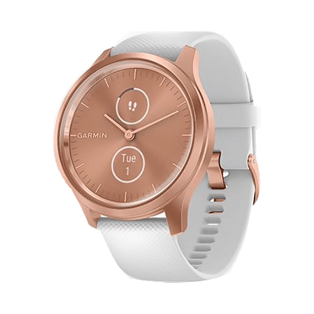 Garmin Vivomove Style with Silicone Band Hybrid Smartwatch Rose Gold White 30 Minutes 24 7 Delivery