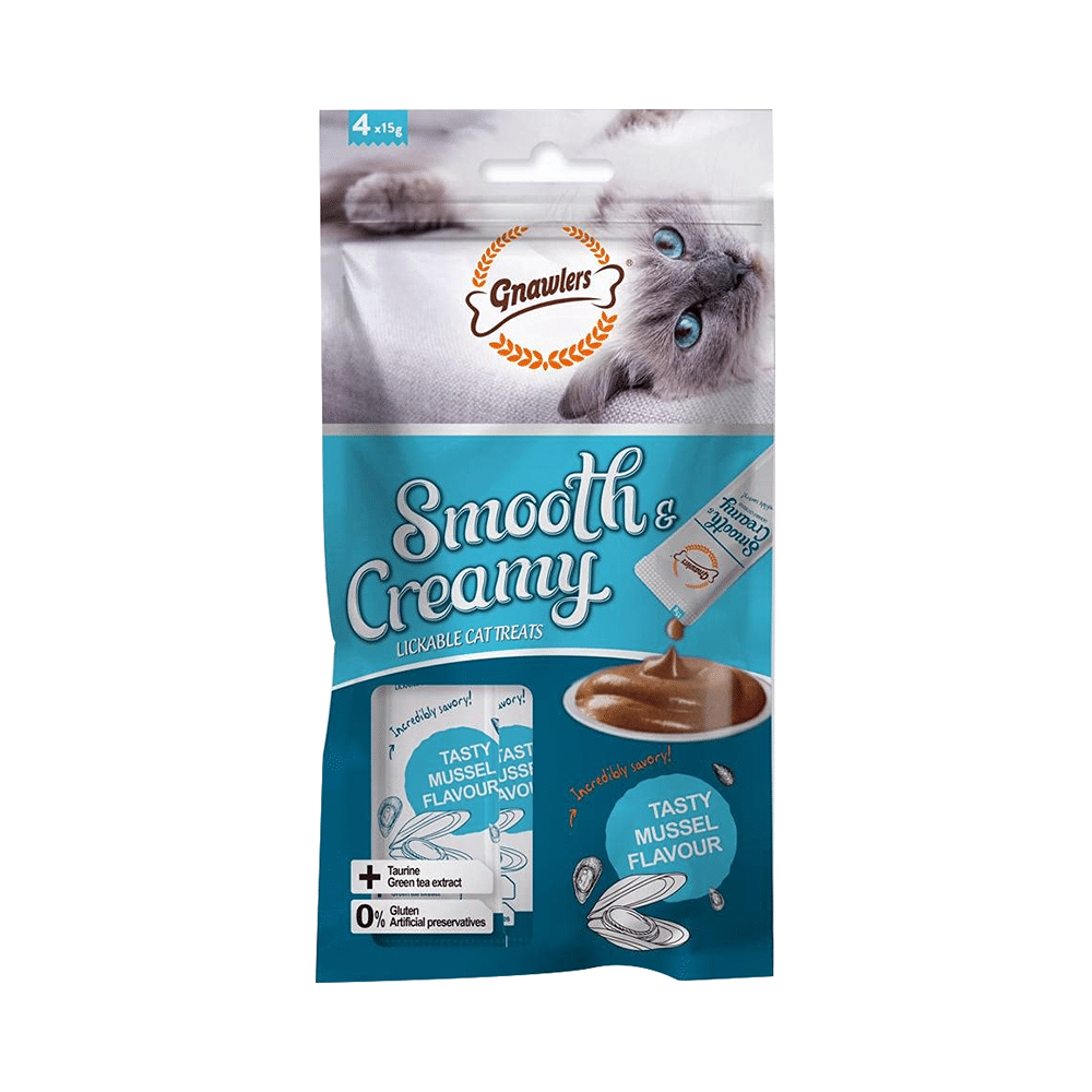 Gnawlers Smooth & Creamy Lickable Cat Treat (4Each) Tasty Mussel