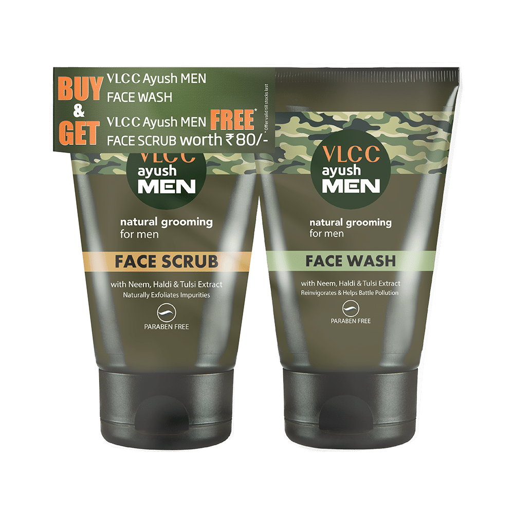 VLCC Ayush Men Face Wash (100gm) with Ayush Men Face Scrub (50gm) Free