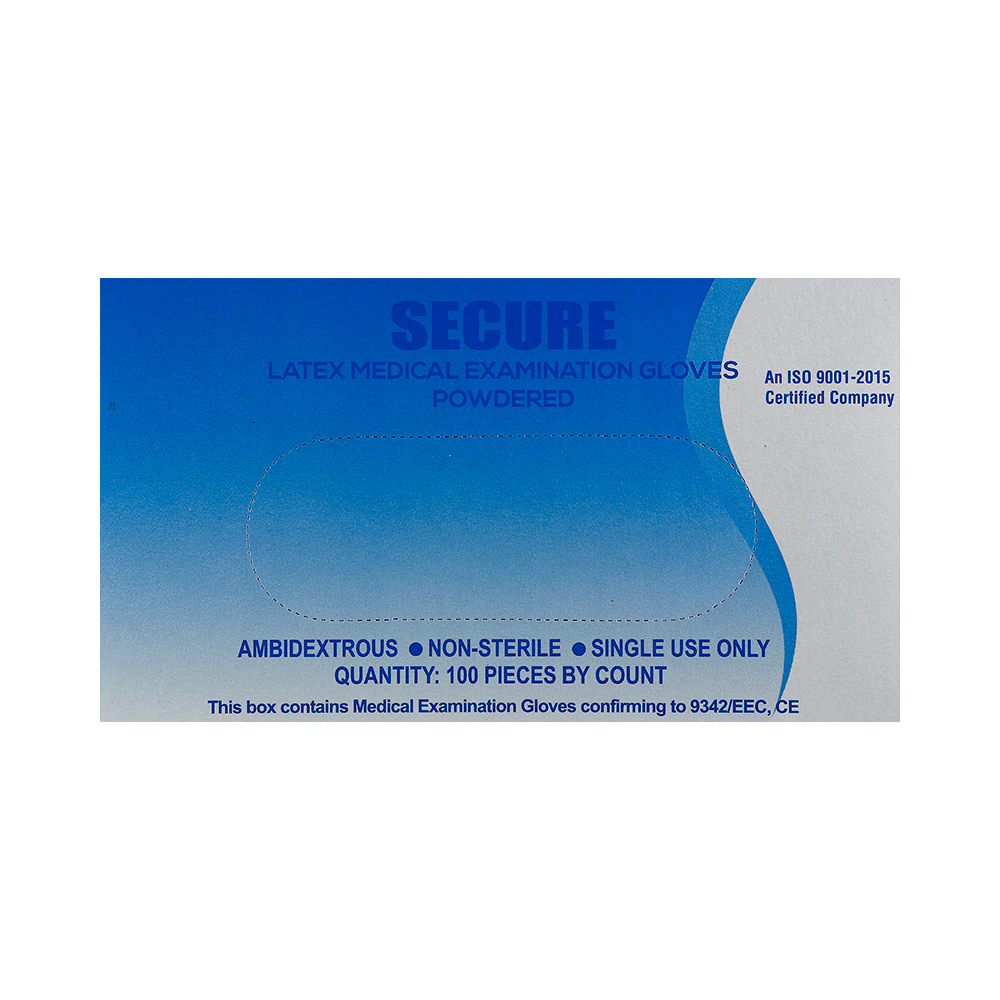 Secure Latex Medical Examinaton Glove Powdered Medium