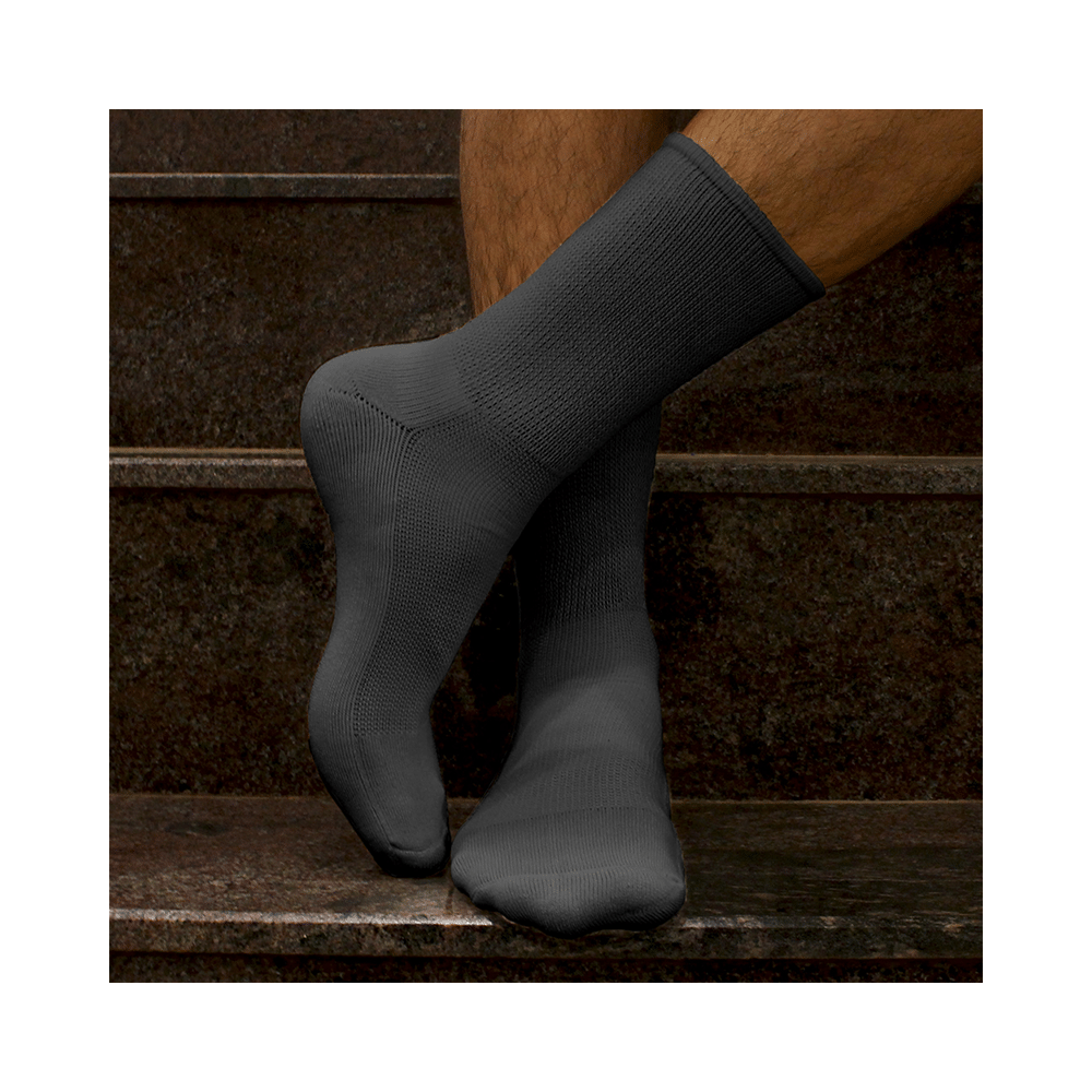 Heelium Diabetic Bamboo Socks Grey White Free Size - Image 3