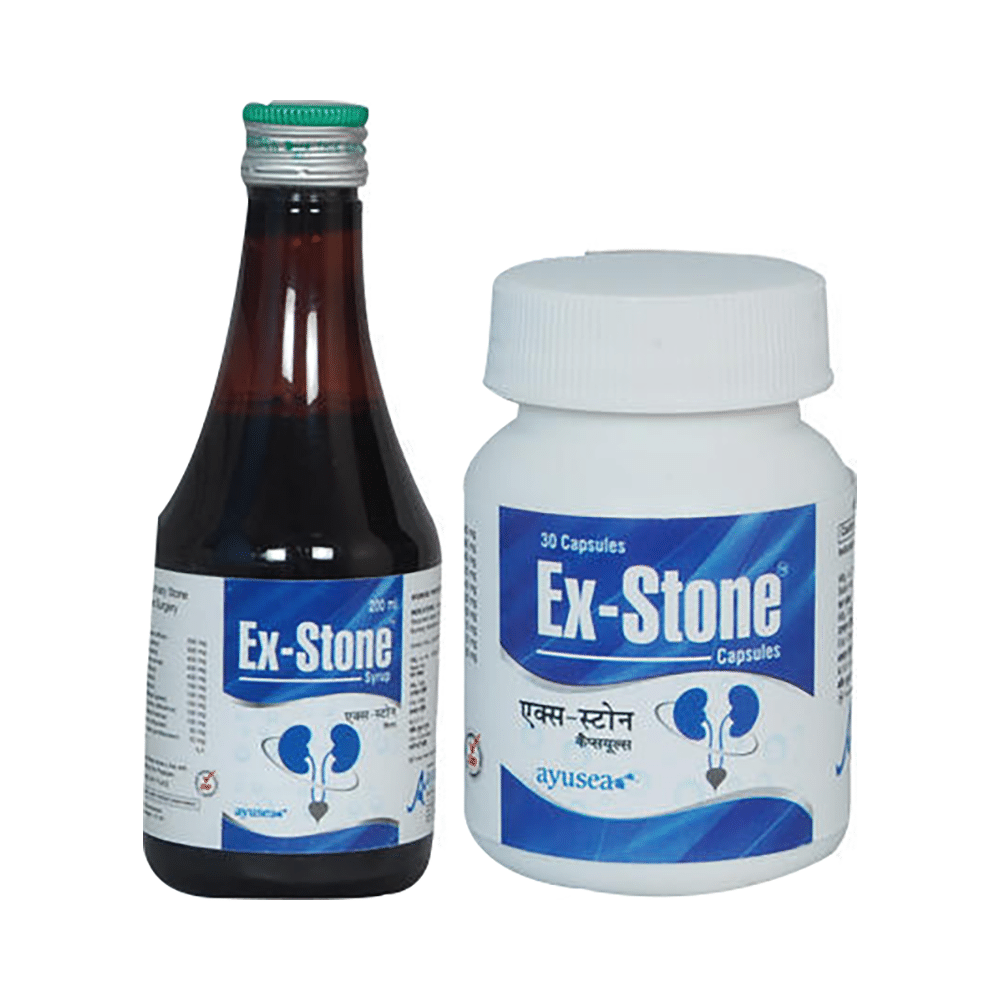 Ayusea Combo Pack of Exstone Syrup (200ml Each) & Capsule (30 Each)