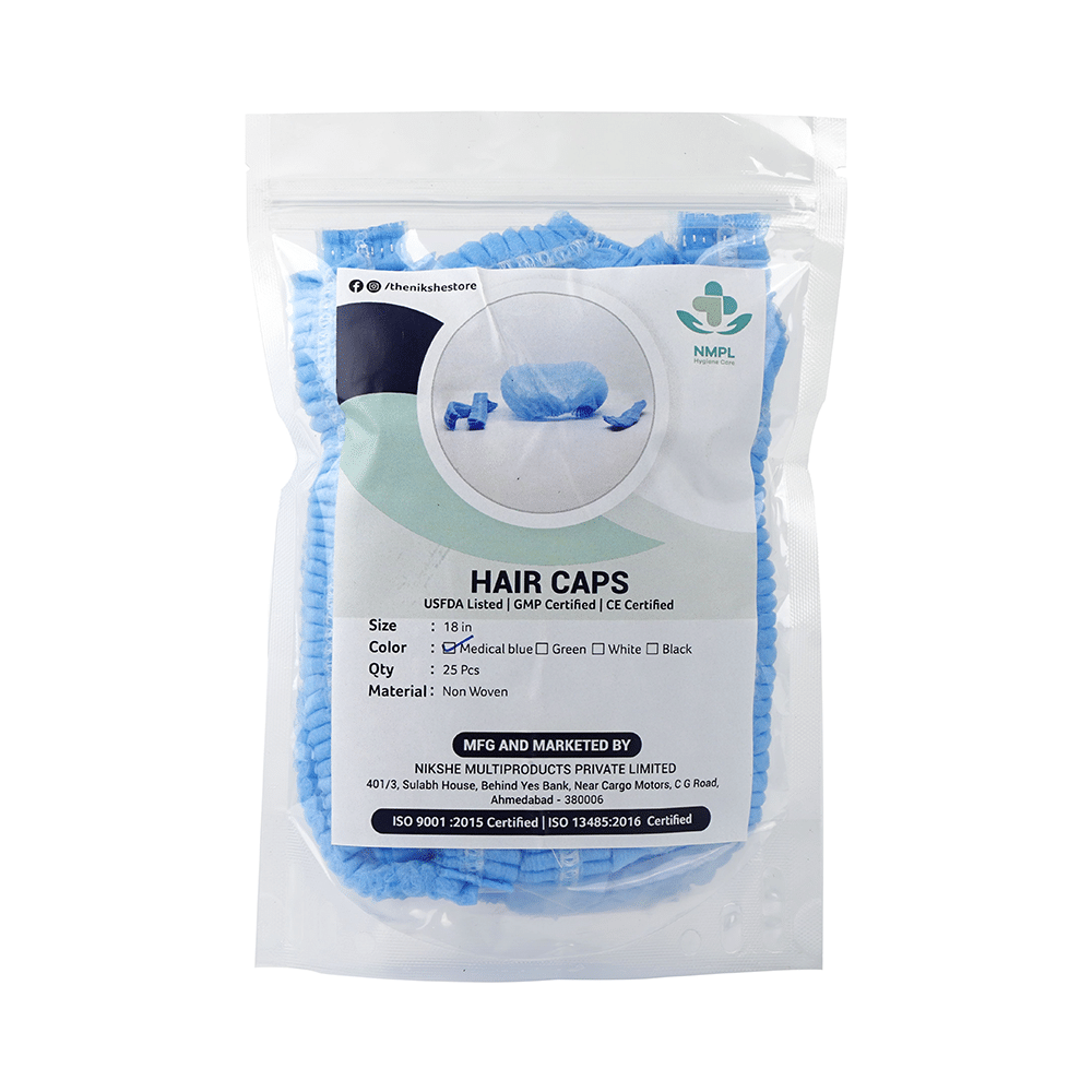 NMPL Hygiene Care Hair Cap Medical Blue
