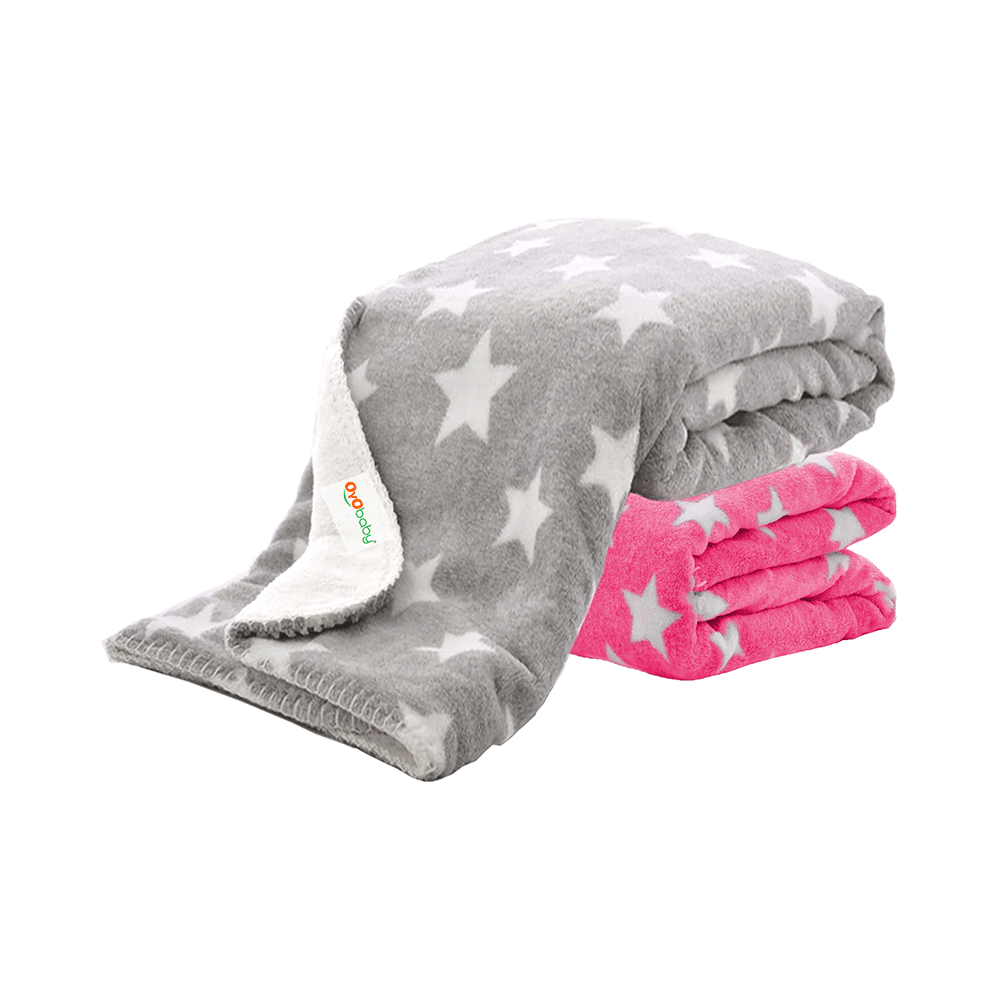 Oyo Baby All Season Ultrasoft Single Baby Blanket Star Pink & Star Grey