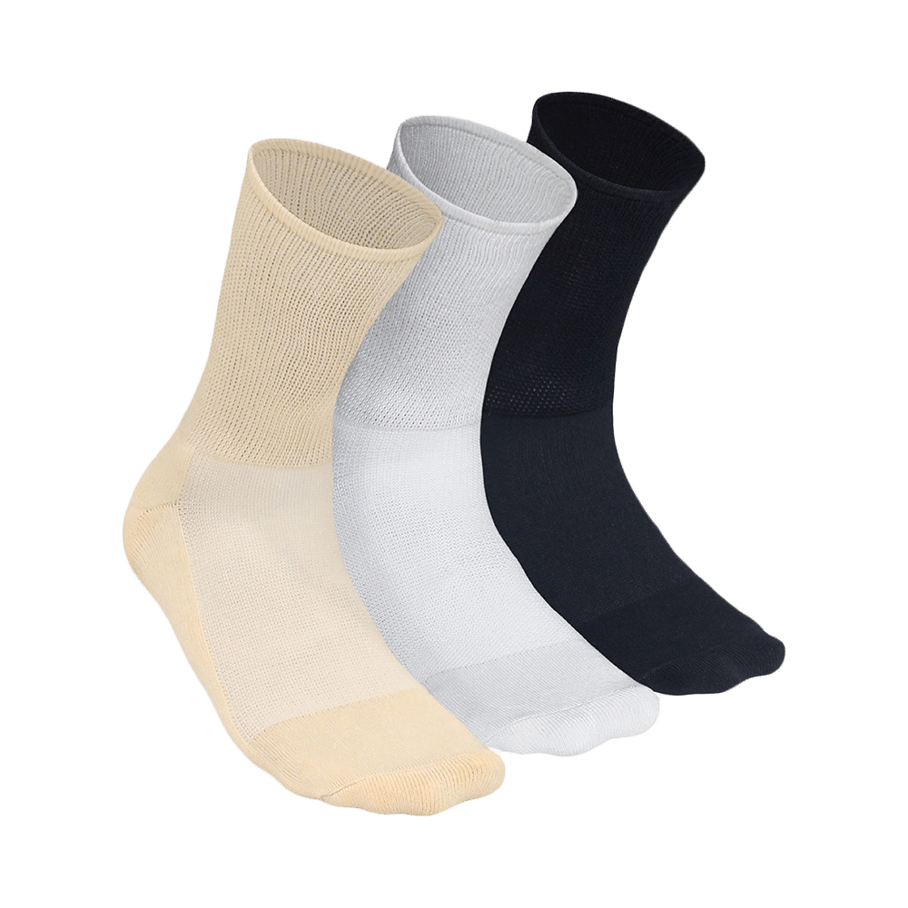 Heelium Diabetic Bamboo Socks Black, Beige, White Free Size - Image 1