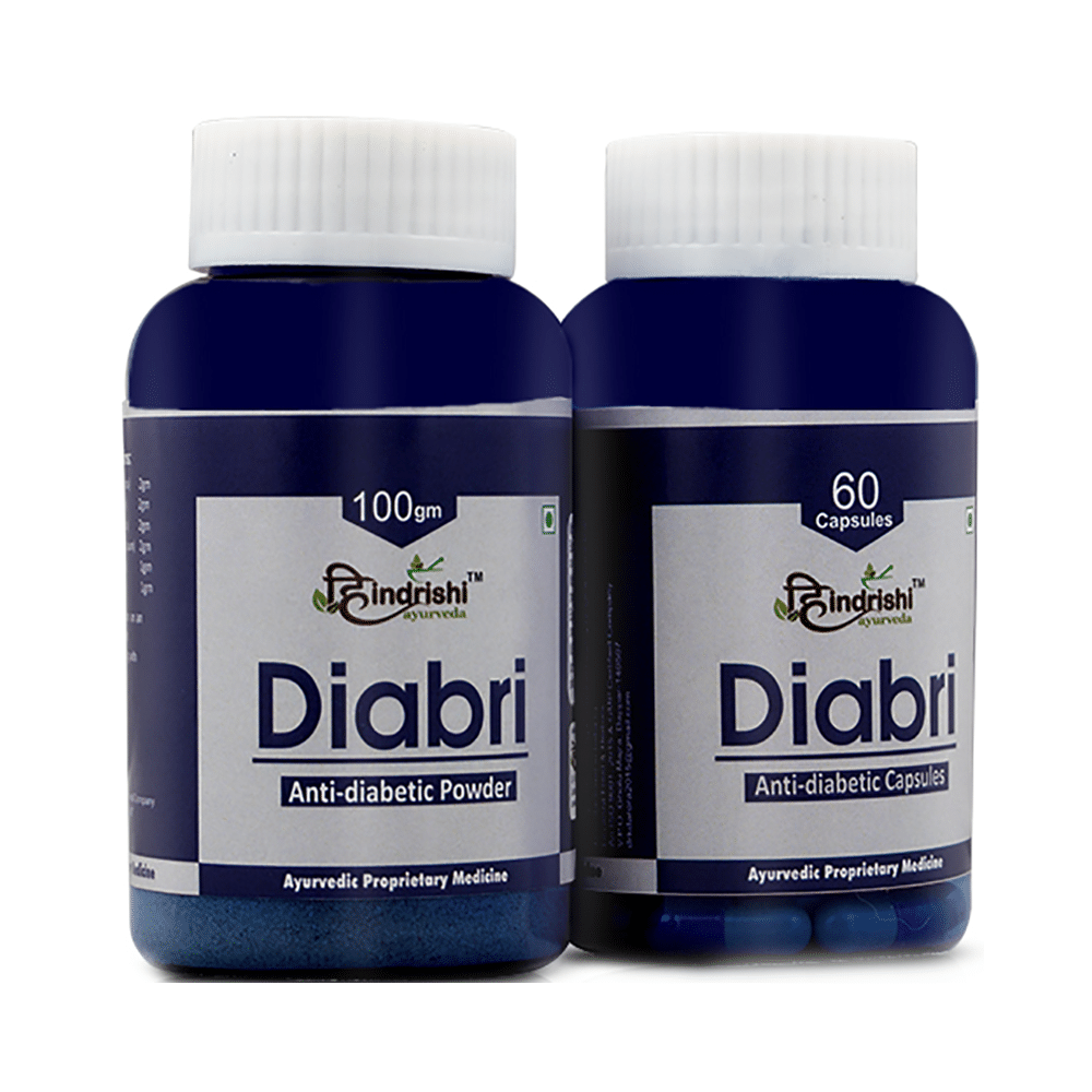 Hindrishi Ayurveda Combo Pack of Diabri 60 Capsule & Powder 100gm