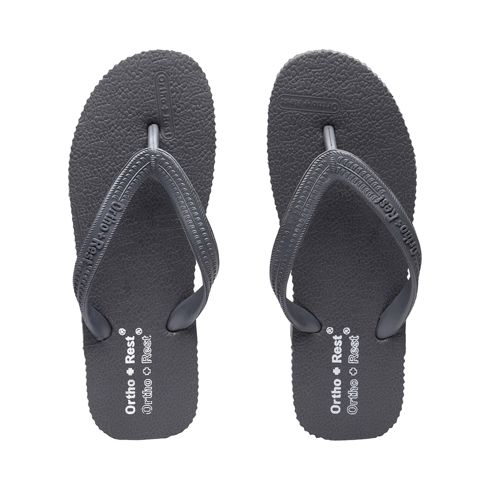 Ortho + Rest Unisex Hawaii Chappal Orthopedic Comfort, Bathroom Rubber Flip-Flops Grey 5 - Image 2