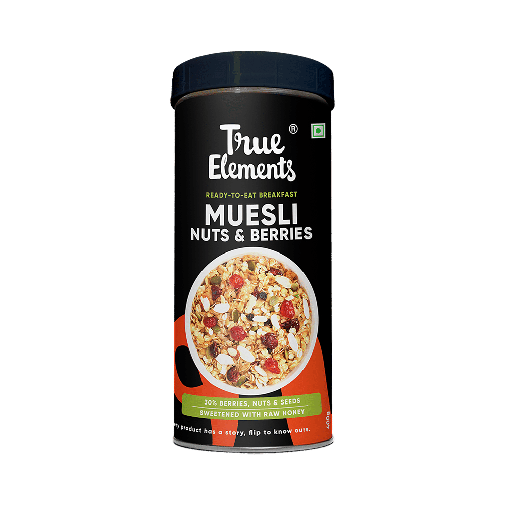 True Elements Muesli Nuts & Berries with High Fiber | Sweetened with Raw Honey
