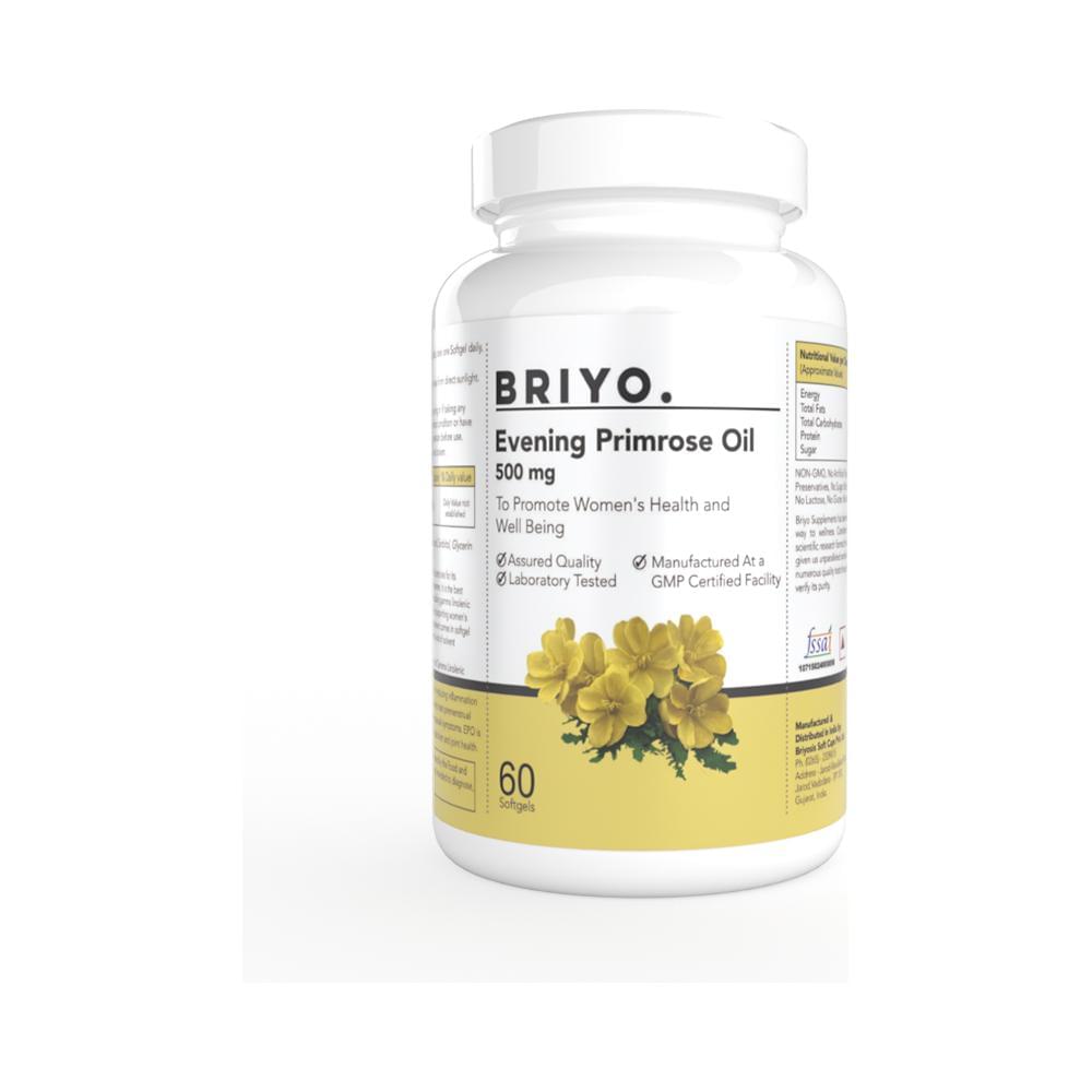 Briyo Evening Primrose Oil 1000mg Soft Gelatin Capsule for Women's Wellness Supports Hormonal Balance & Healthy Skin